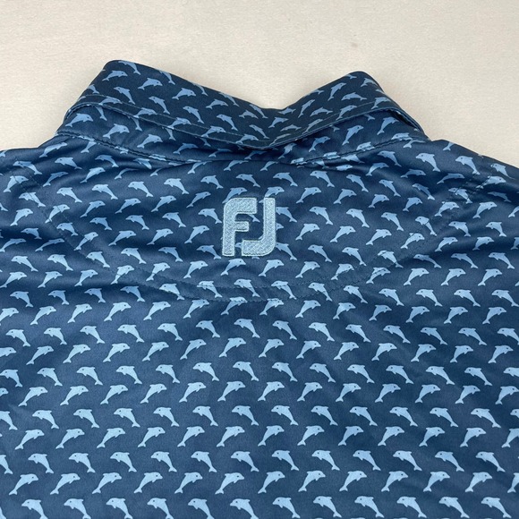 FootJoy Mens XL Dolphin Print Golf Polo Blue Corte Bella Golf Club Short Sleeve - Picture 8 of 8